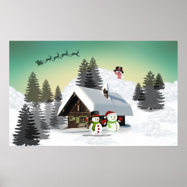 Winterweihnachtsdesign Poster (Vorne)
