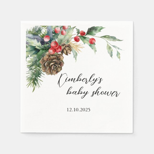 Winterweihnachtsdusche Evergreen Serviette (Vorderseite)