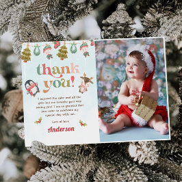 Winterweihnachtsfest Geburtstagsparty Foto Dankeskarte