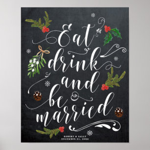 Winterweihnachtsgetränke verheiratete Gebärdenhoch Poster