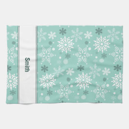 Winterweihnachtszeit Türkis-Blau Geschirrtuch