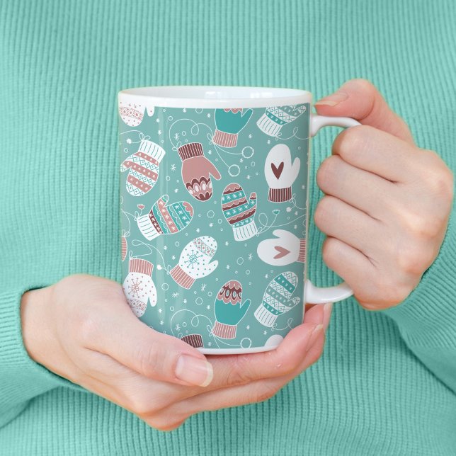 Winterweihnachtszittern im Minz Kaffeetasse (Mint Winter Mittens Mug)