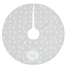 Winterweiß/Elfenbeinfarben-Monogramm Polyester Weihnachtsbaumdecke