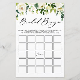 Winterweiße Blume Brautparty Bingokarte