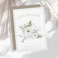 Winterweiße Blüte und Taupe Weihnachten Hochzeit