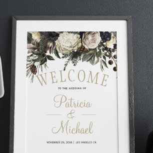 Winterweiße Pfennigfußbäder mit elegantem Begrüßun Poster