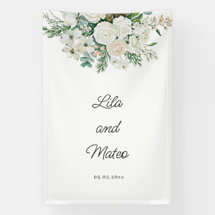 Winterweiße Rosen Hochzeitsdesign Banner