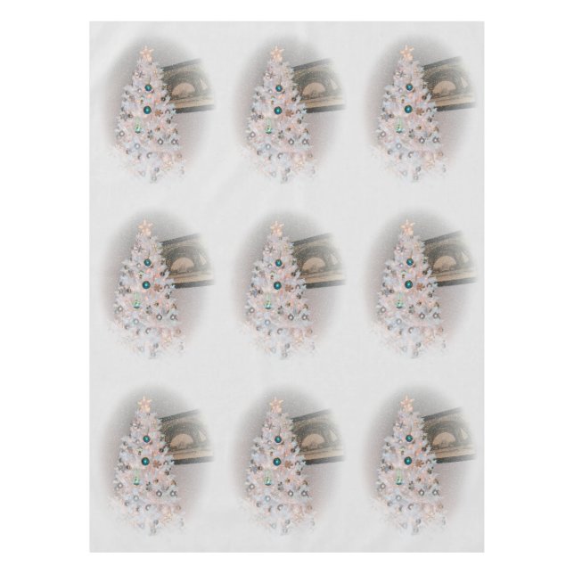 Winterweiße Weihnachtsbaum Tischdecke (Vorderseite)