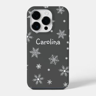Winterweißer Mustername grau iPhone 14 Pro Hülle