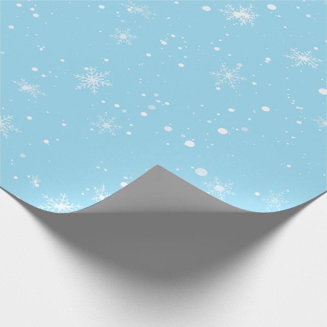 Winterweißer Schneeflocken Weihnachtsfest Blauer H Geschenkpapier (Ecke)