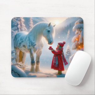 Winterweißes gepflastertes Pferd Mousepad