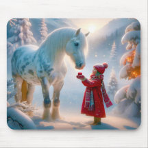 Winterweißes gepflastertes Pferd