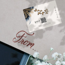 Winterwellen mit Golden Wings QR-Code RSVP-Karten RSVP Karte