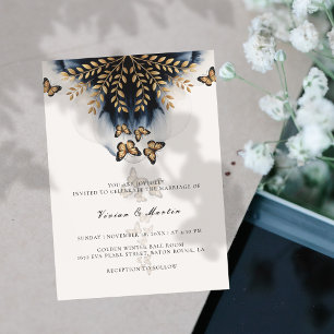 Winterwellen mit goldenen Flügeln Hochzeit Einladung