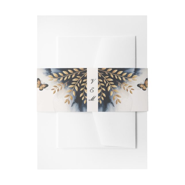 Winterwellen mit goldenen Flügeln Hochzeit Einladungsbanderole (Vorderseite Beispiel)