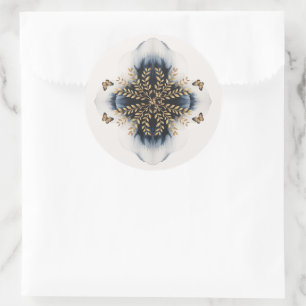 Winterwellen mit goldenen Flügeln Hochzeit Runder Aufkleber