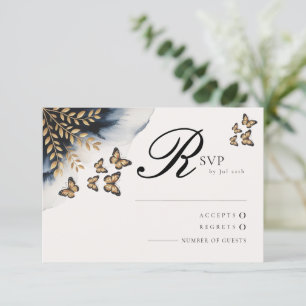 Winterwellen mit goldenen Flügeln RSVP-Karten RSVP Karte