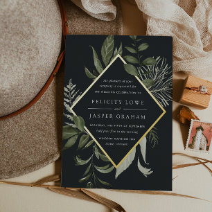 Winterwiese   Hochzeitsfeier für Grüne Wasserfarbe Folieneinladung