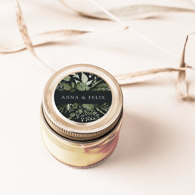 Winterwiese | Personalisierte Botanische Hochzeit Runder Aufkleber (Von Creator hochgeladen)