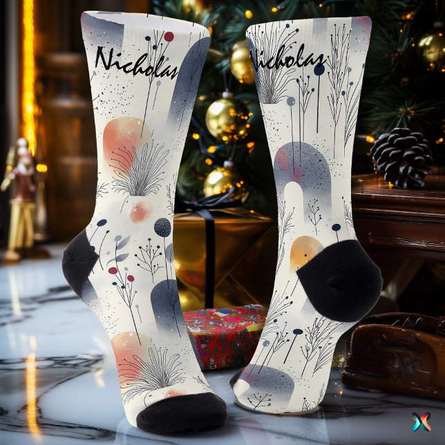 WinterWiesensocken in Blau, Weiß und Peach Socken (Von Creator hochgeladen)