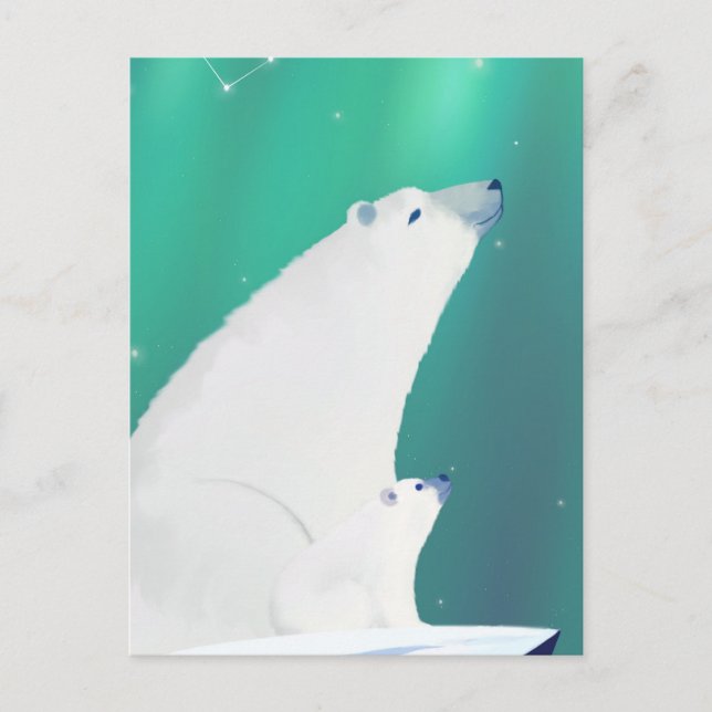 Winterwischt-Happy Polar Bear Illustration Feiertagspostkarte (Vorderseite)