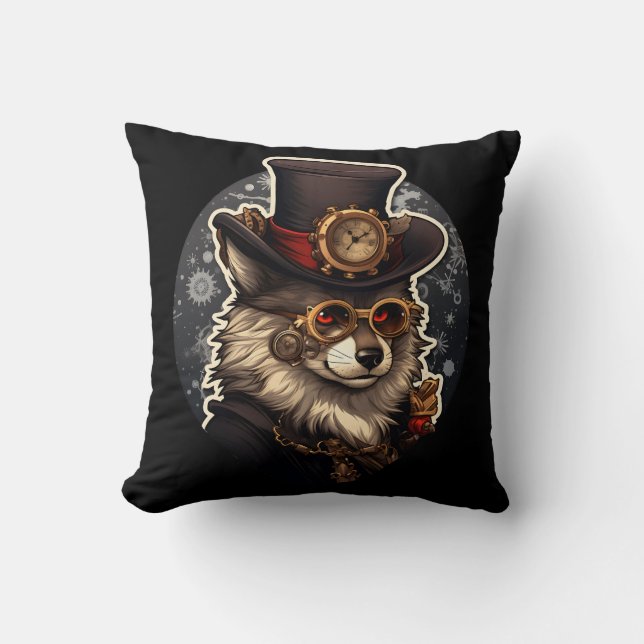 Winterwolf-Steampunk Kissen (Vorderseite)