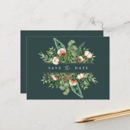 Winterwolle und Grüntöne Save the Date Postkarte
