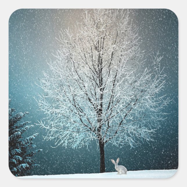 Winterwonderland-Aufkleber Quadratischer Aufkleber (Vorderseite)