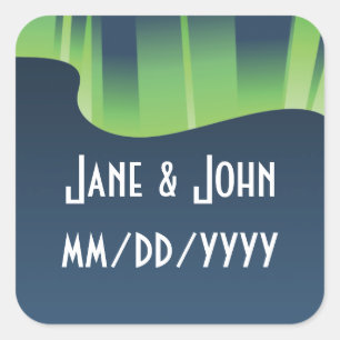 Winterwonderland Auroras-Aufkleber Quadratischer Aufkleber