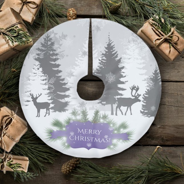 Winterwonderland-Baumrock - Lila Polyester Weihnachtsbaumdecke (Purple Winter Wonderland Christmas Tree Skirt)