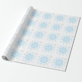 Winterwonderland Blaue Silberschneeflocken Geschenkpapier