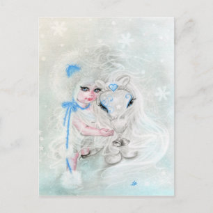 Winterwonderland Chibi Girl Pony Postkarte