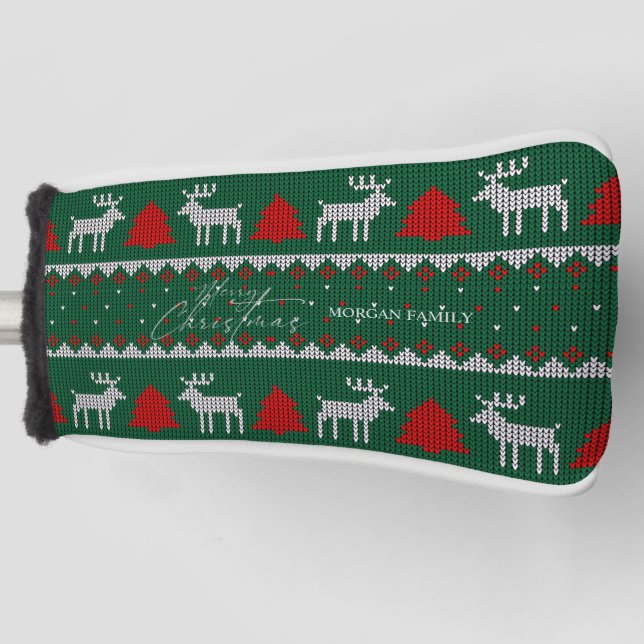 Winterwonderland, Rentier Pine Tree Green Golf Headcover (Vorderseite)