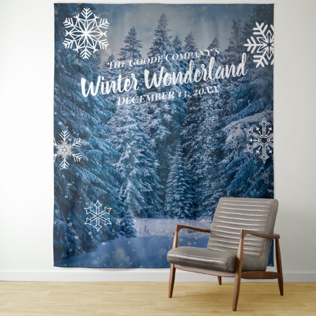 Winterwonderland Schneebäume| Hintergrund des Part Wandteppich (Beispiel)