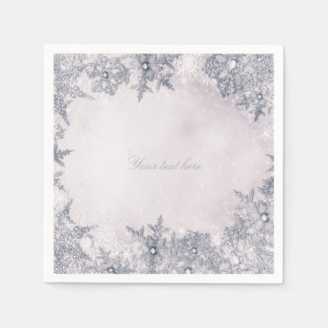Winterwonderland Schneeflocken Blau Weiß Elegant Serviette (Vorderseite)