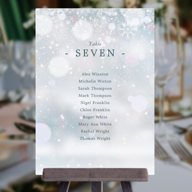 Winterwonderland Snow-Tischnummer (Winter Wonderland Snow Seating Plan Table Number)