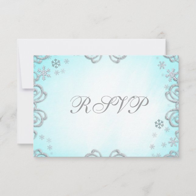 Winterwonderland Snowflakes RSVP Karte (Vorderseite)