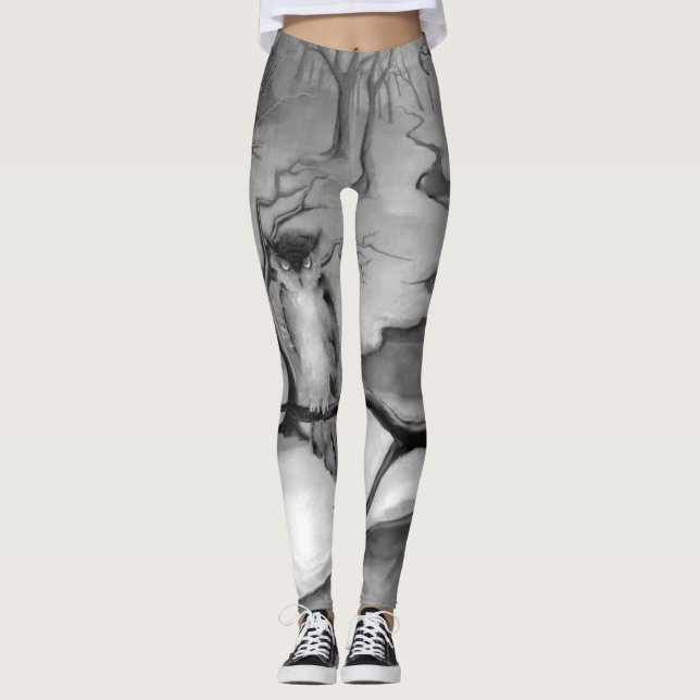 "Winterwood" B&W Leggings (Vorderseite)