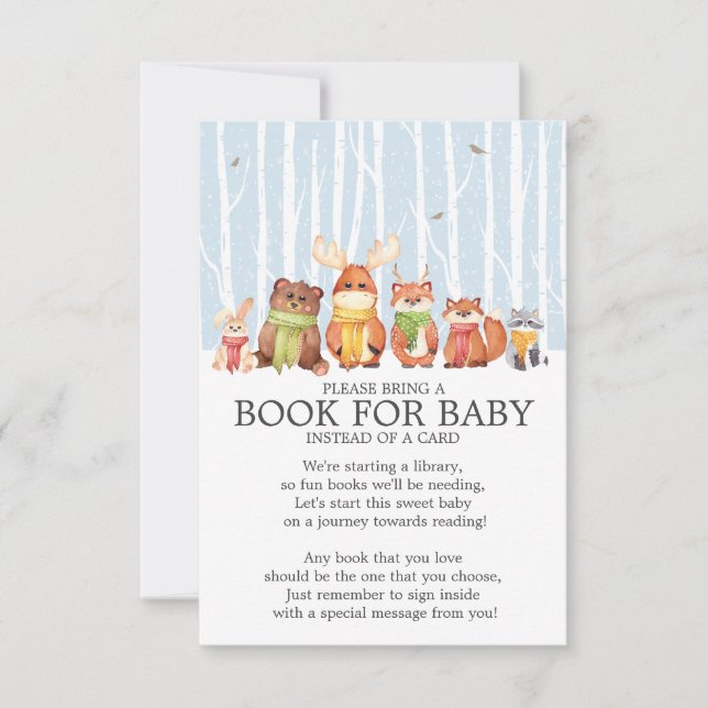 WinterWoodland Animals Boys Showbuch für Baby Einladung (Vorderseite)