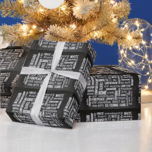 WinterWord-Wolke auf der Tafel Geschenkpapier