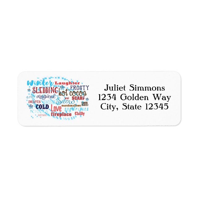 Winterwörter Typografie Fun Address Labels (Vorne)