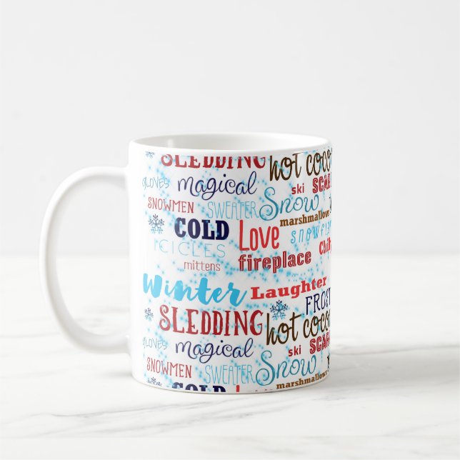 Winterwörter Typografie Spaß Urlaub Kaffee Tasse (Links)
