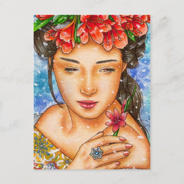 Winterwunder: Kafir Lily" Winterthema Postkarte (Vorderseite)