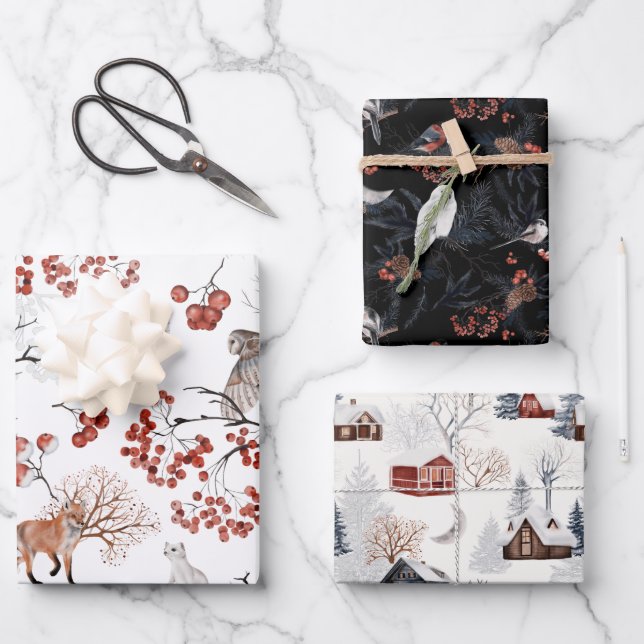 Winterwunder - Packpapier Geschenkpapier Set (Vorderseite)