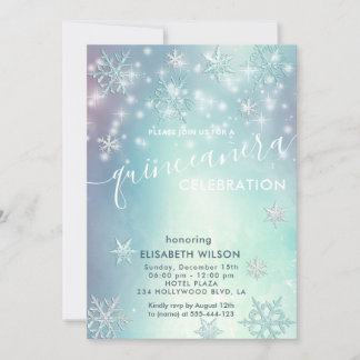 Winterwunder Schneeflocken Quinceñera Invitat Einladung