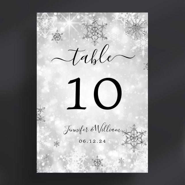 Winterwunder Weihnachten Hochzeit Silber Tischnummer (Winter Wonder Xmas Holiday Wedding Silver Table Number)