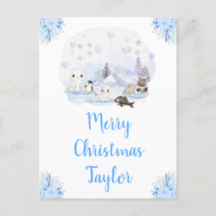 Winterwunderland Arktische Tiere Frohe Weihnachten