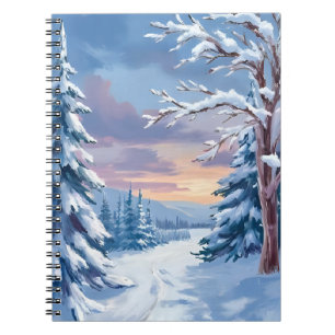 Winterwunderland   Bergschnee Naturmalerei  Notizblock