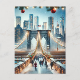 Winterwunderland. Brooklyn Bridge - New York Feiertagspostkarte