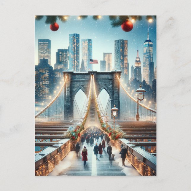 Winterwunderland. Brooklyn Bridge - New York Postkarte (Vorderseite)